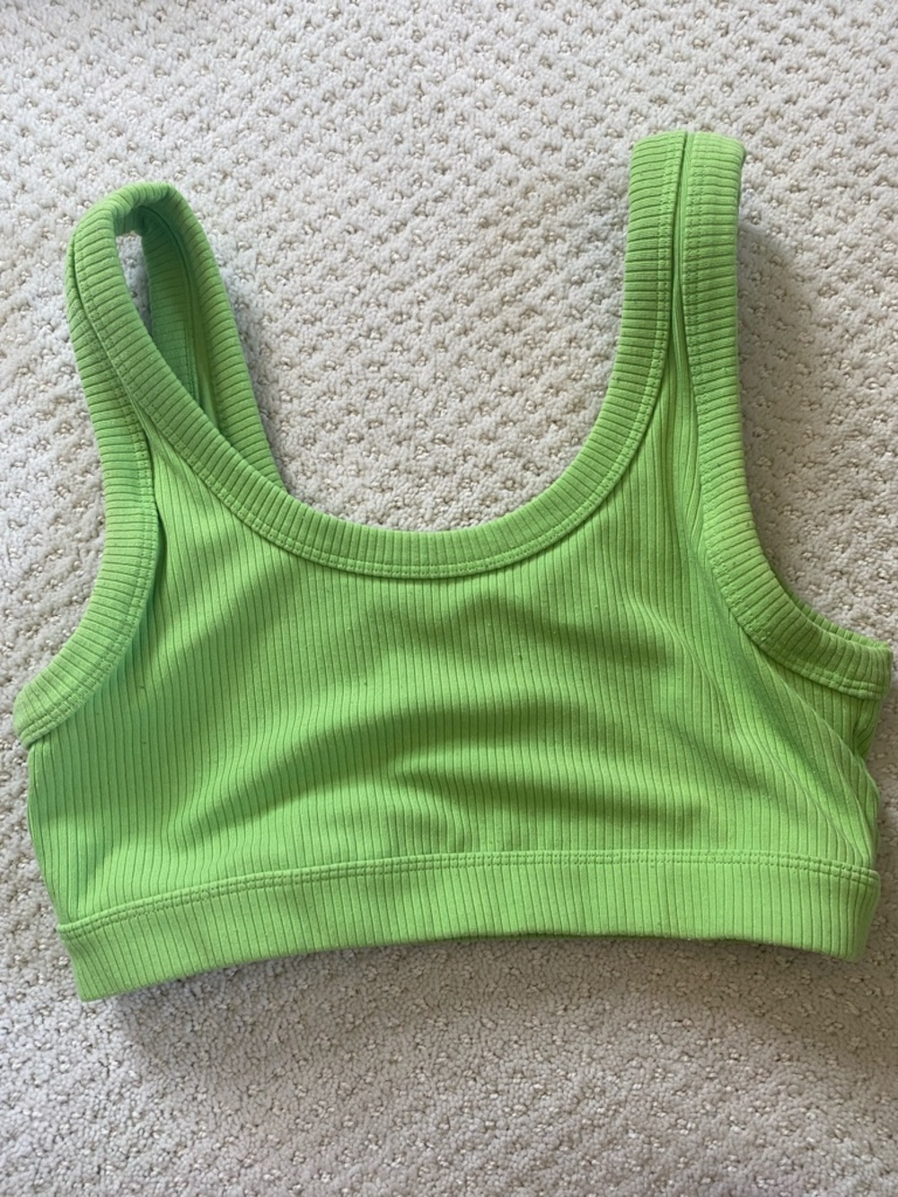 Alo Ribbed Lime Green Crop Tank Top, size medium